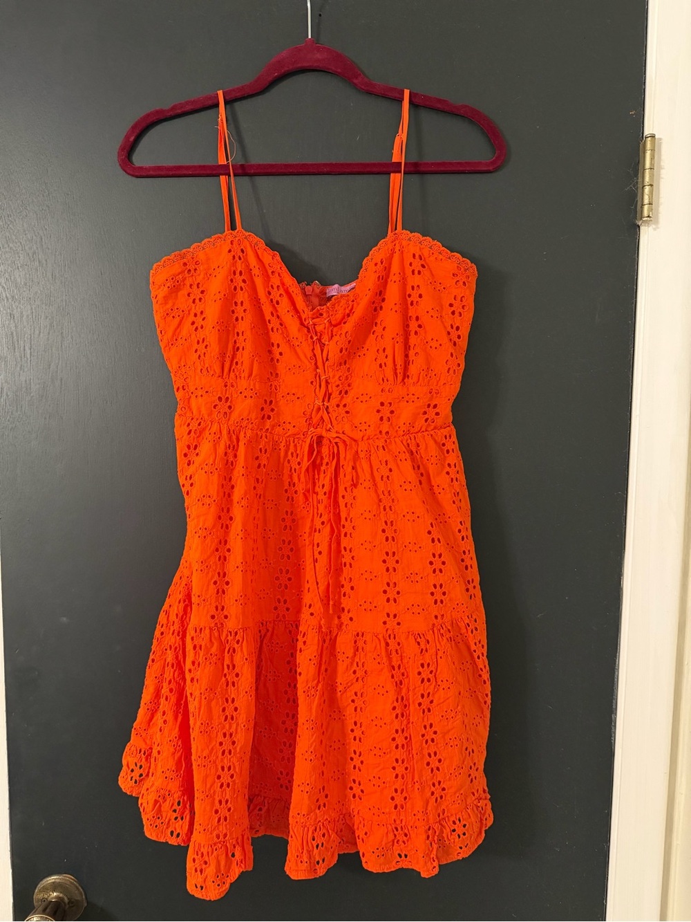 Francesca's Mi Ami Collections Orange Eyelet Mini Dress